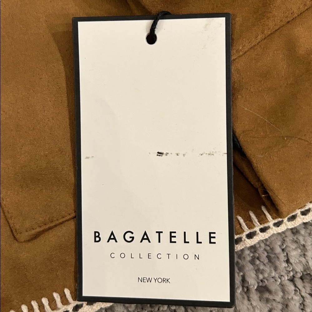 Bagatelle Cropped Jacket with Contrast Trim - Tan L - Picture 4 of 5